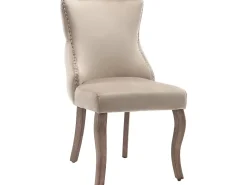 Juego de 4 sillas góndola de terciopelo - patas de madera maciza - Beige