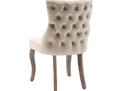 Juego de 2 sillas góndola de terciopelo - patas de madera maciza - Beige