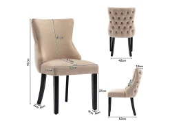 Juego de 4 sillas góndola de terciopelo - patas de madera maciza - Beige