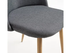 Juego de 2 sillas Kazon - Elegante tela y patas de metal efecto madera clara-Color Gris oscuro