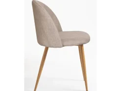 Juego de 2 sillas Kazon - Elegante tela y patas de metal efecto madera clara-Color Gris oscuro