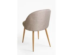 Juego de 2 sillas Kazon - Elegante tela y patas de metal efecto madera clara-Color ribete verde crudo