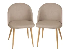 Juego de 2 sillas Kazon - Elegante tela y patas de metal efecto madera clara-Color ribete verde crudo