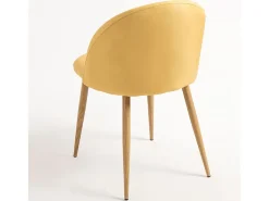 Juego de 2 sillas Kazon - Elegante tela y patas de metal efecto madera clara-Color Amarillo
