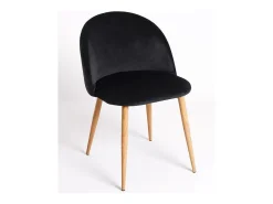Juego de 2 sillas Kazon - Elegantes patas de metal efecto terciopelo y madera clara-Color Negro