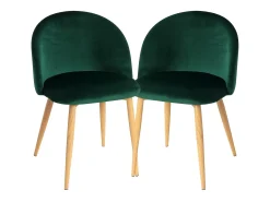 Juego de 2 sillas Kazon - Elegantes patas de metal efecto terciopelo y madera clara-Color Negro
