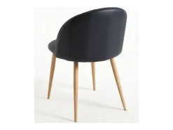Juego de 2 sillas Kazon - Elegante piel sintética y patas de metal efecto madera clara-Color Negro