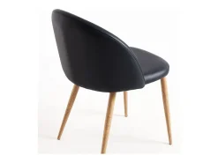 Juego de 2 sillas Kazon - Elegante piel sintética y patas de metal efecto madera clara-Color Negro