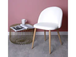 Juego de 2 sillas Kazon - Elegante piel sintética y patas de metal efecto madera clara-Color Negro