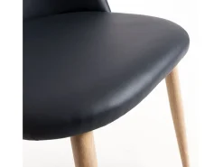 Juego de 2 sillas Kazon - Elegante piel sintética y patas de metal efecto madera clara-Color Negro