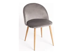 Juego de 2 sillas Kazon - Elegantes patas de metal efecto terciopelo y madera clara-Color Gris claro