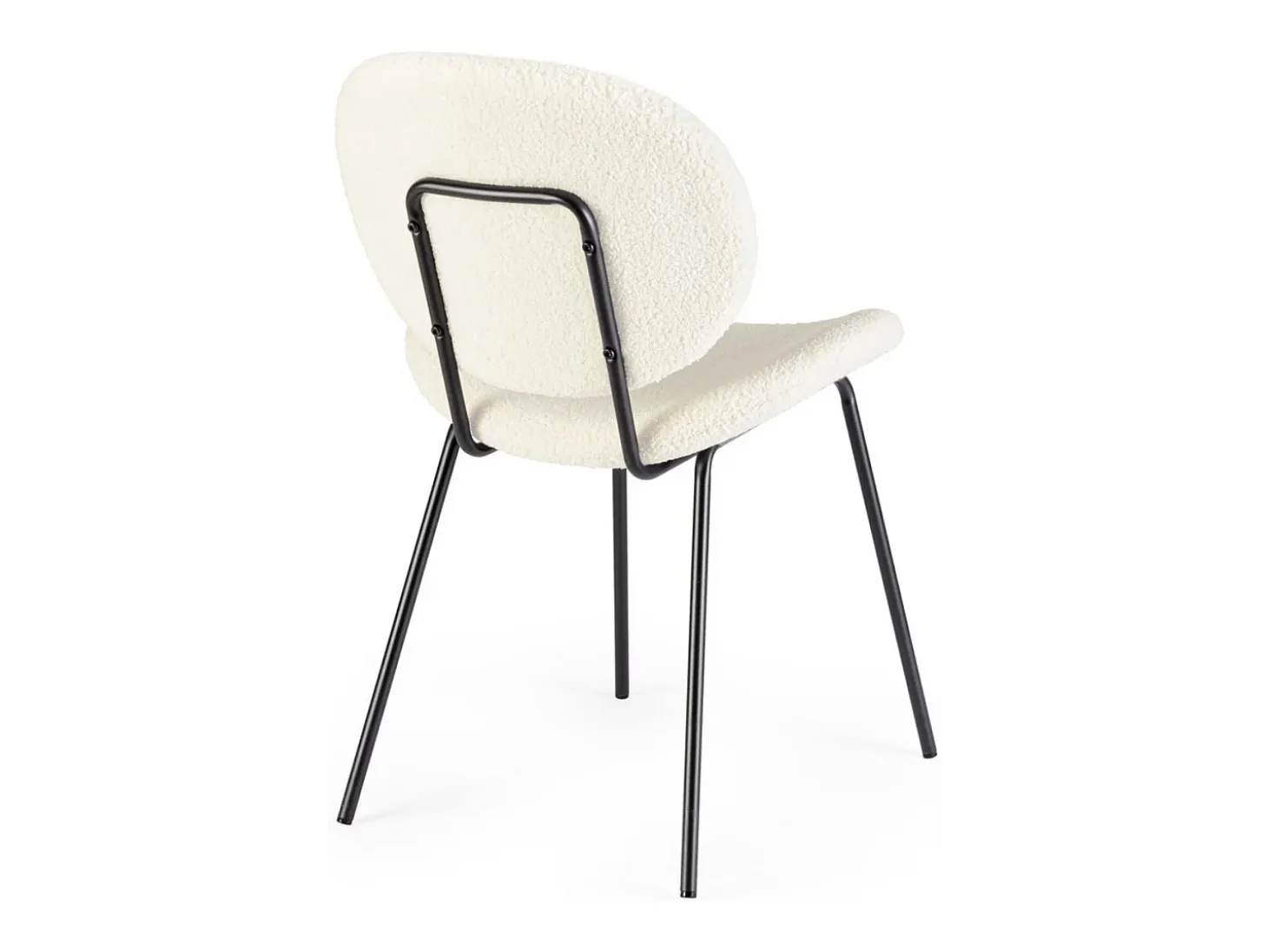 Juego de 2 sillas Maddy de tela loopback: elegancia moderna y confort óptimo-Color Blanco