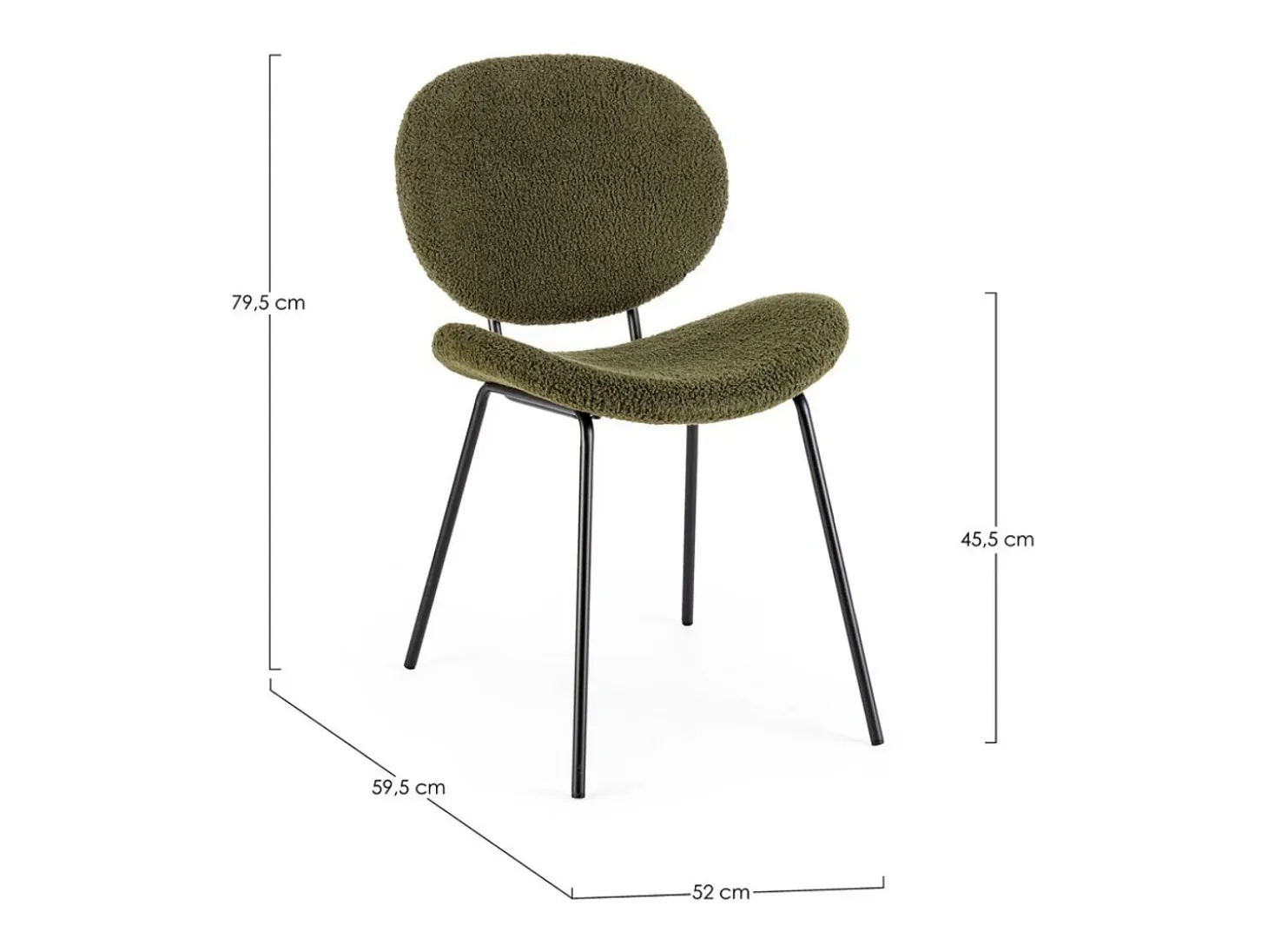 Juego de 2 sillas Maddy de tela loopback: elegancia moderna y confort óptimo-Color Verde oliva