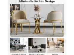Juego de 2 sillas modernas, con pata inclinada y pies ajustables, beige + caqui