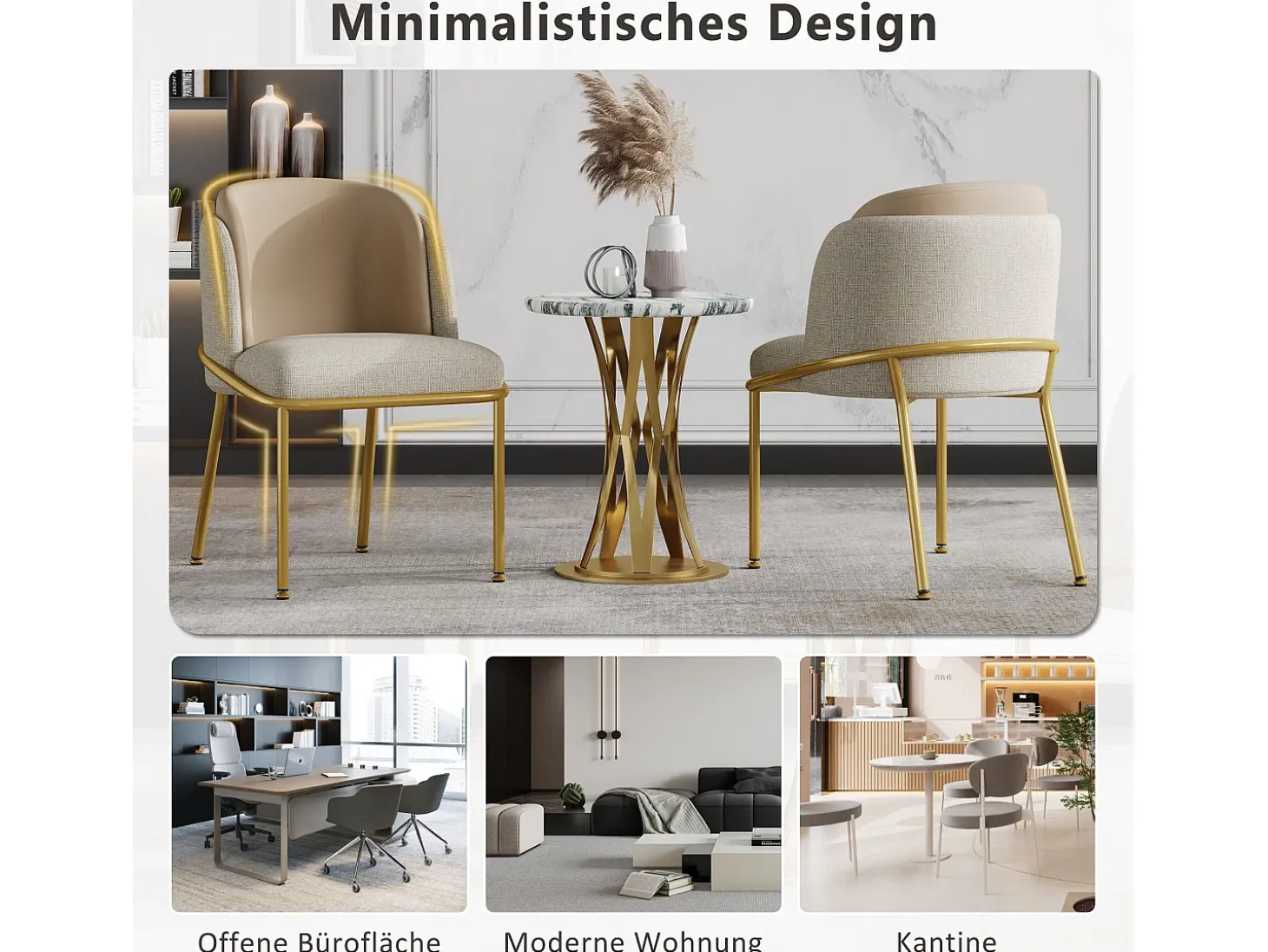 Juego de 2 sillas modernas, con pata inclinada y pies ajustables, beige + caqui