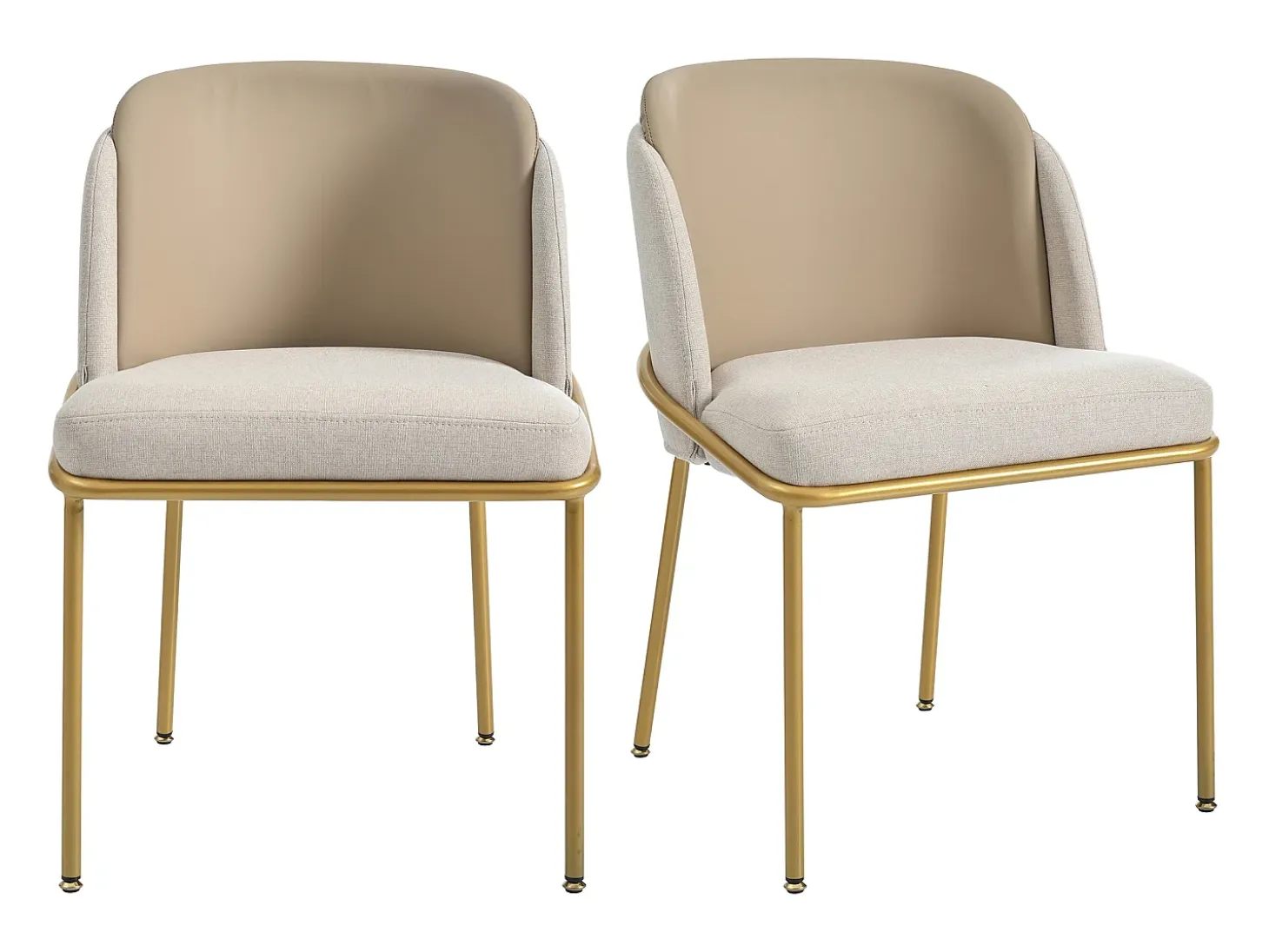 Juego de 2 sillas modernas, con pata inclinada y pies ajustables, beige + caqui