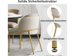 Juego de 2 sillas modernas, con pata inclinada y pies ajustables, beige + caqui