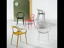 Juego de 2 sillas modernas "Mistral" para el comedor en polipropileno versátil cm 57x55 80h