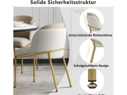 Juego de 2 sillas modernas, con pata inclinada y pies ajustables, beige