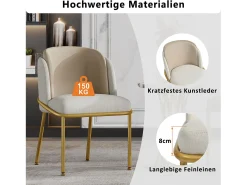 Juego de 2 sillas modernas, con pata inclinada y pies ajustables, beige