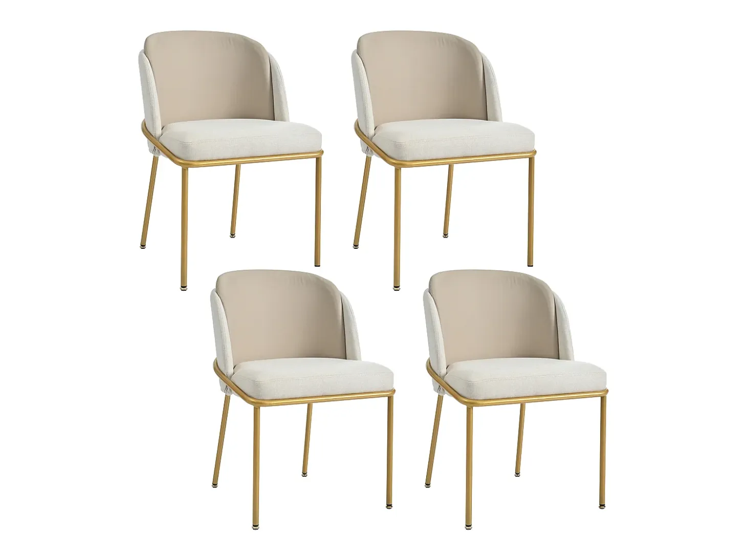 Juego de 2 sillas modernas, con pata inclinada y pies ajustables, beige