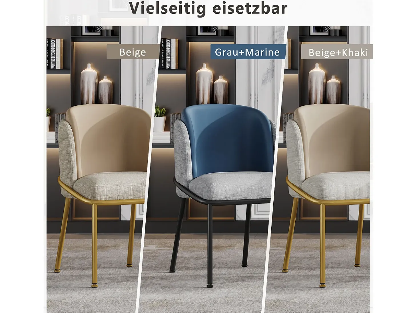 Juego de 2 sillas modernas, con pata inclinada y pies ajustables, beige