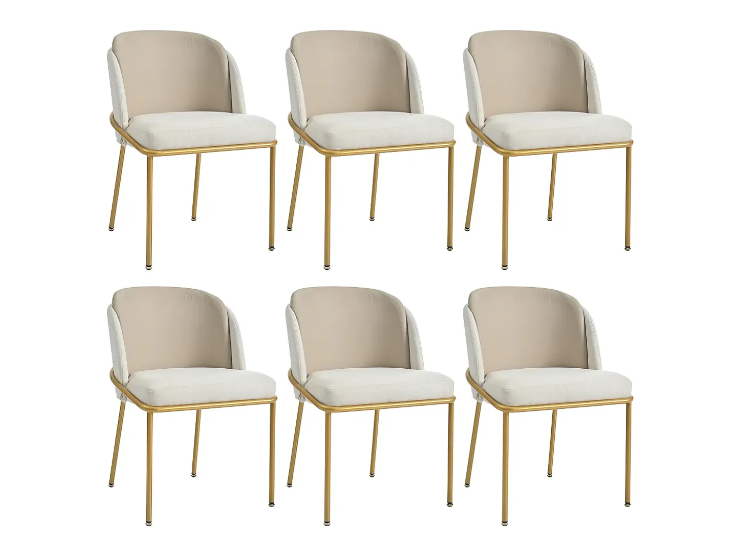 Juego de 2 sillas modernas, con pata inclinada y pies ajustables, beige