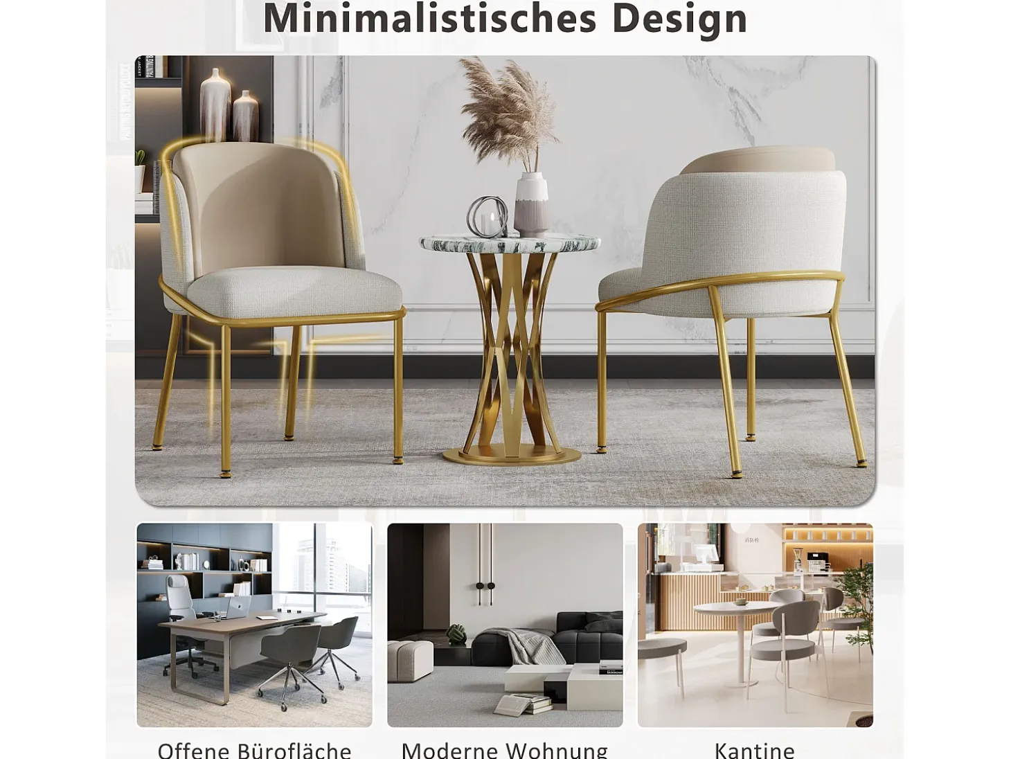 Juego de 2 sillas modernas, con pata inclinada y pies ajustables, beige