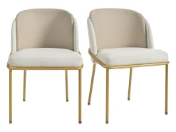 Juego de 2 sillas modernas, con pata inclinada y pies ajustables, beige