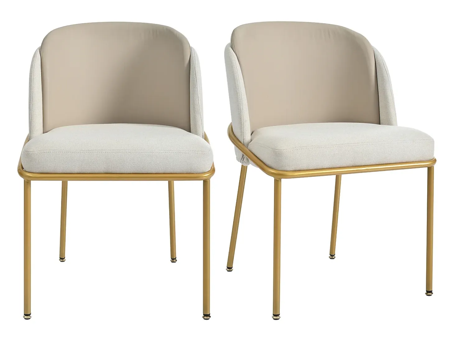 Juego de 2 sillas modernas, con pata inclinada y pies ajustables, beige