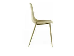 Juego de 2 sillas modernas de salón "Kate" de polipropileno amarillo con estructura de metal pintado.