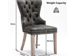 Juego de 6 Sillas para Comedor, Cocina y Sala Silla Tapizada Patas de Madera Maciza - Gris 53,5x64x95cm