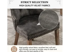 Juego de 6 Sillas para Comedor, Cocina y Sala Silla Tapizada Patas de Madera Maciza - Gris 53,5x64x95cm