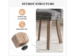 Juego de 6 Sillas para Comedor, Cocina y Sala Silla Tapizada Patas de Madera Maciza - Gris 53,5x64x95cm