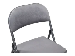 Juego de 2 sillas plegables de terciopelo y metal - Gris - ORTENSIA