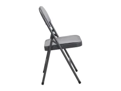 Juego de 2 sillas plegables de terciopelo y metal - Gris - ORTENSIA