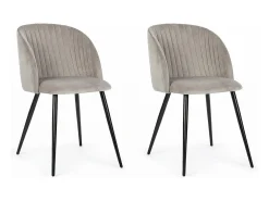 Juego de 2 sillas Quentin de terciopelo acolchado - Confort moderno-Gris
