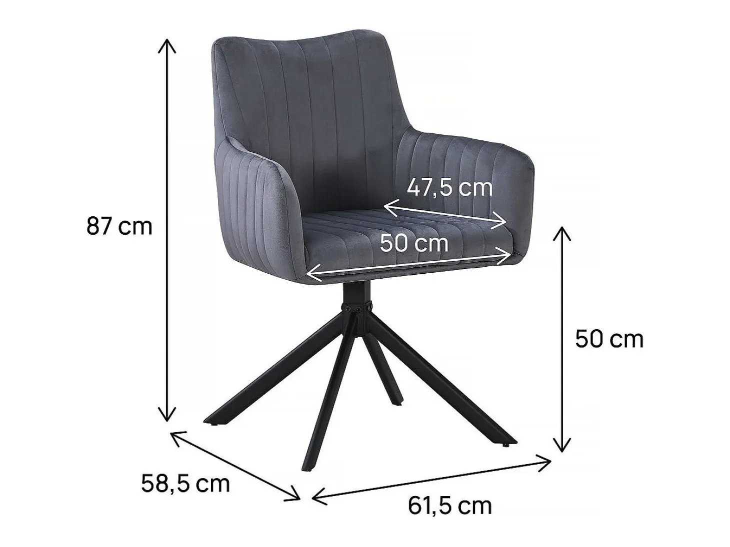 Juego de 2 sillas tapizadas "Pharell" - 60 x 61 x 91 cm - Gris