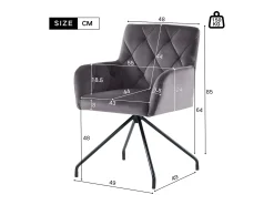Juego de 4 sillas tapizadas en terciopelo con patas de metal - Gris
