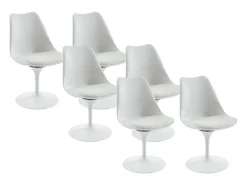 Juego de 6 sillas Tulip - Polipropileno, tela y acero - Blanco - XAFY