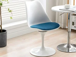 Juego de 6 sillas Tulip - Polipropileno, tela y acero - Azul y blanco - XAFY
