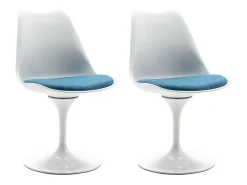 Juego de 2 sillas Tulip - Polipropileno, Tela y Acero - Azul y Blanco - XAFY