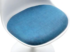 Juego de 2 sillas Tulip - Polipropileno, Tela y Acero - Azul y Blanco - XAFY