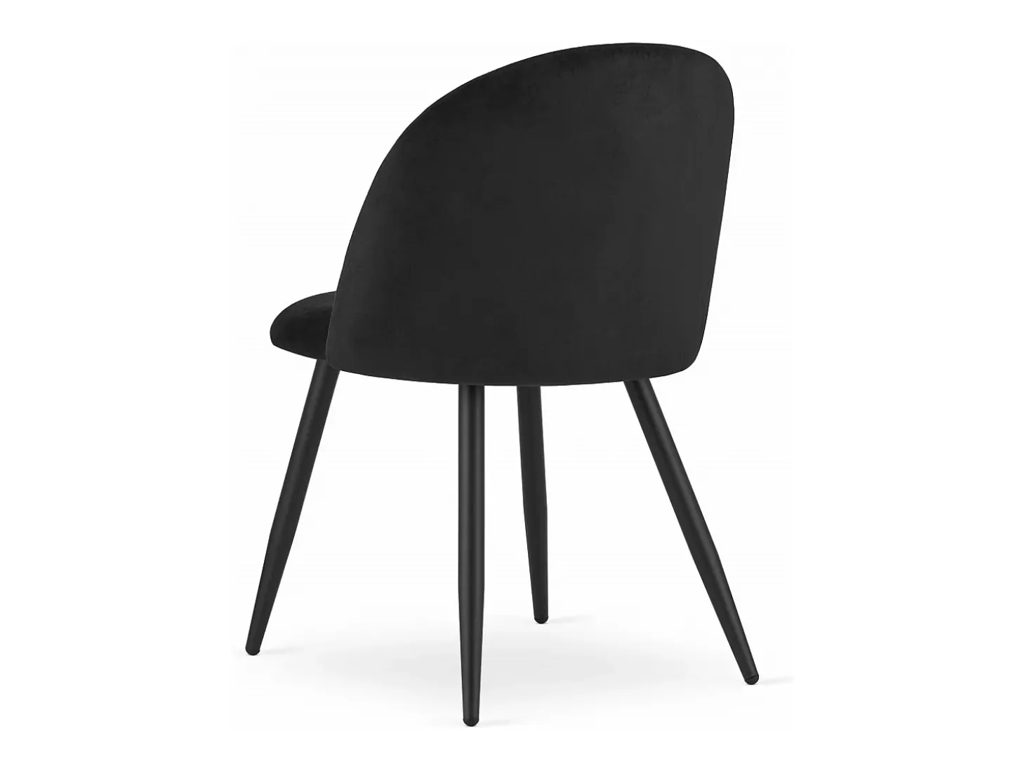Juego de 4 sillas Valora BELLO de terciopelo negro con patas metálicas