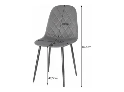 Juego de 4 sillas Valora DAPI de terciopelo gris oscuro | duraderas | cómodas