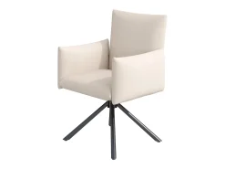 Juego de 2 sillones acolchados - Rotación 360° - con 4 patas metálicas - Lino - Beige