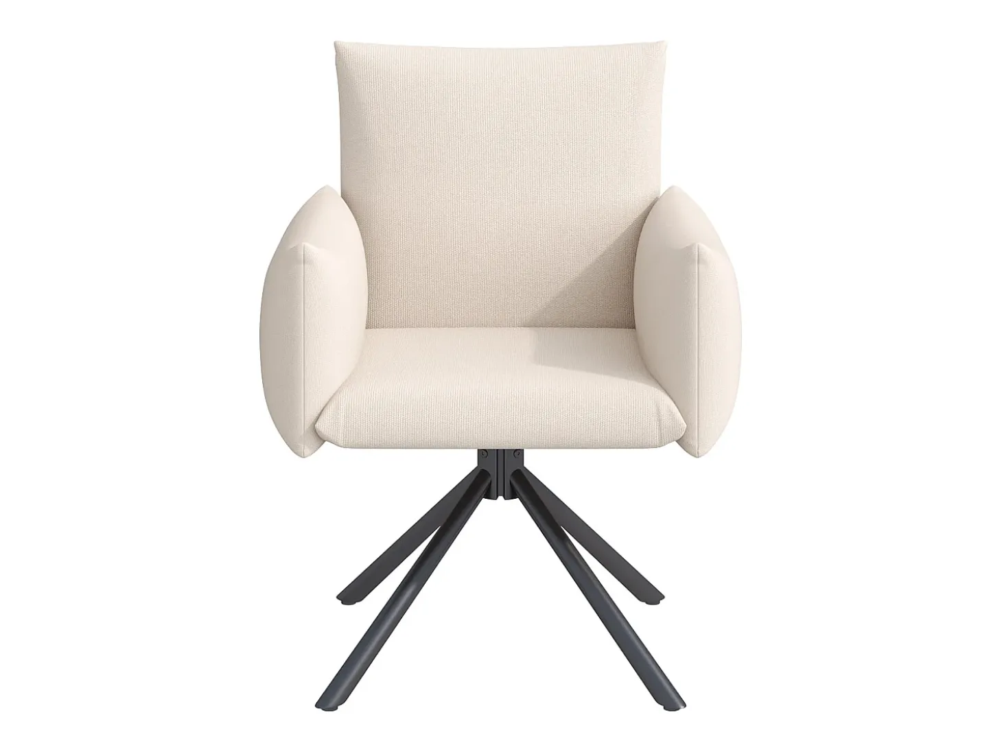 Juego de 2 sillones acolchados - Rotación 360° - con 4 patas metálicas - Lino - Beige