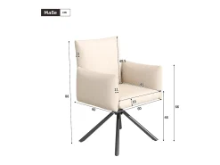 Juego de 2 sillones acolchados - Rotación 360° - con 4 patas metálicas - Lino - Beige