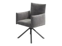 Juego de 4 sillones acolchados - Rotación 360° - con 4 patas metálicas - Terciopelo - Gris