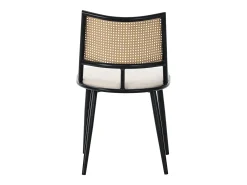 Juego de 4 sillones de ratán con asiento acolchado de PU, color negro